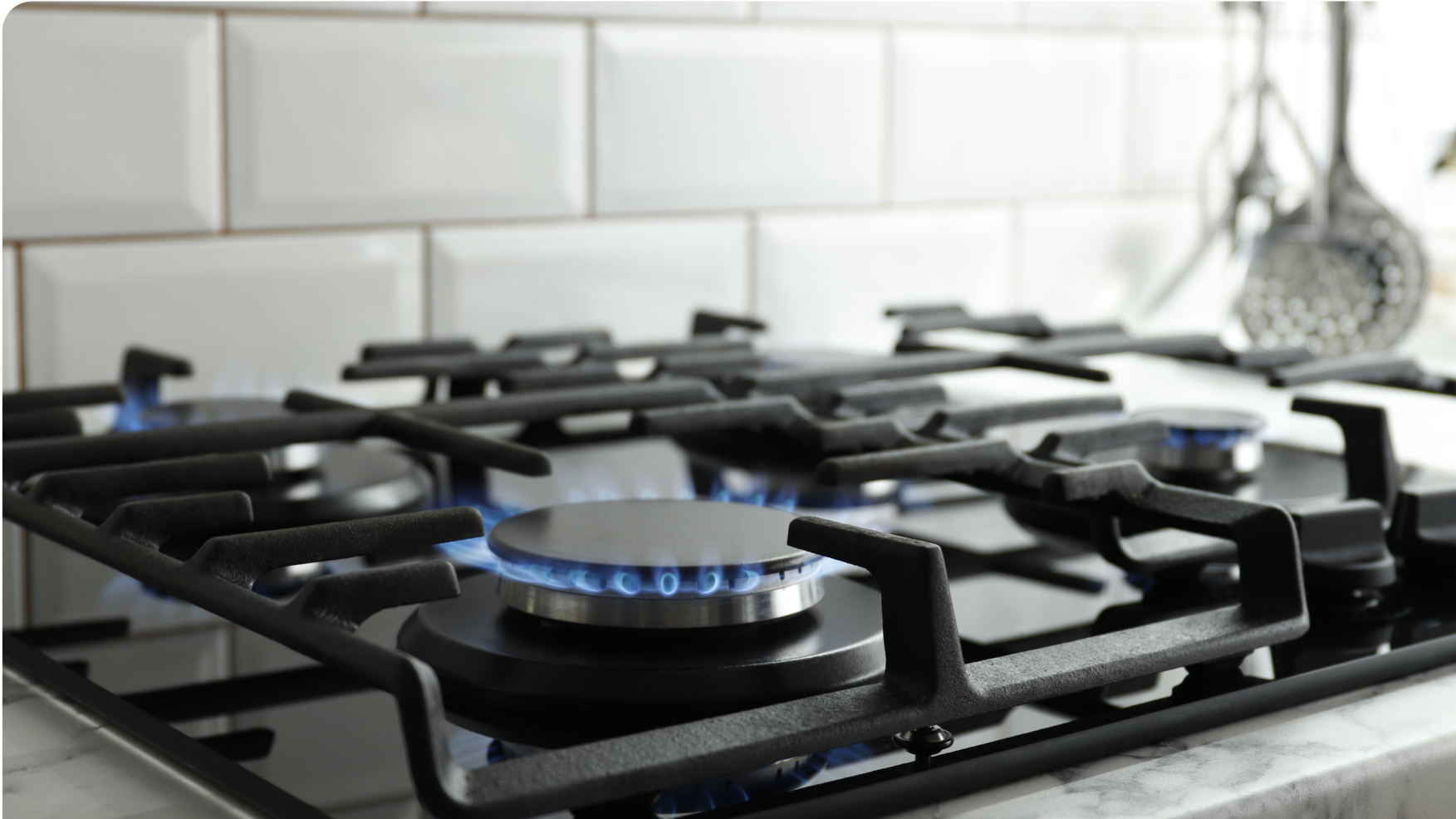 closeup of a gas stovetop