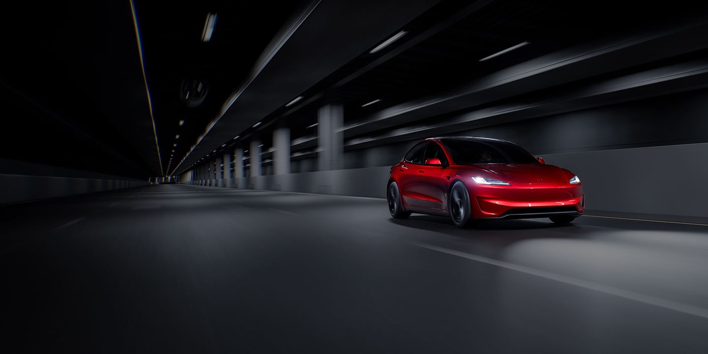 Tesla Model 3 in tunnel