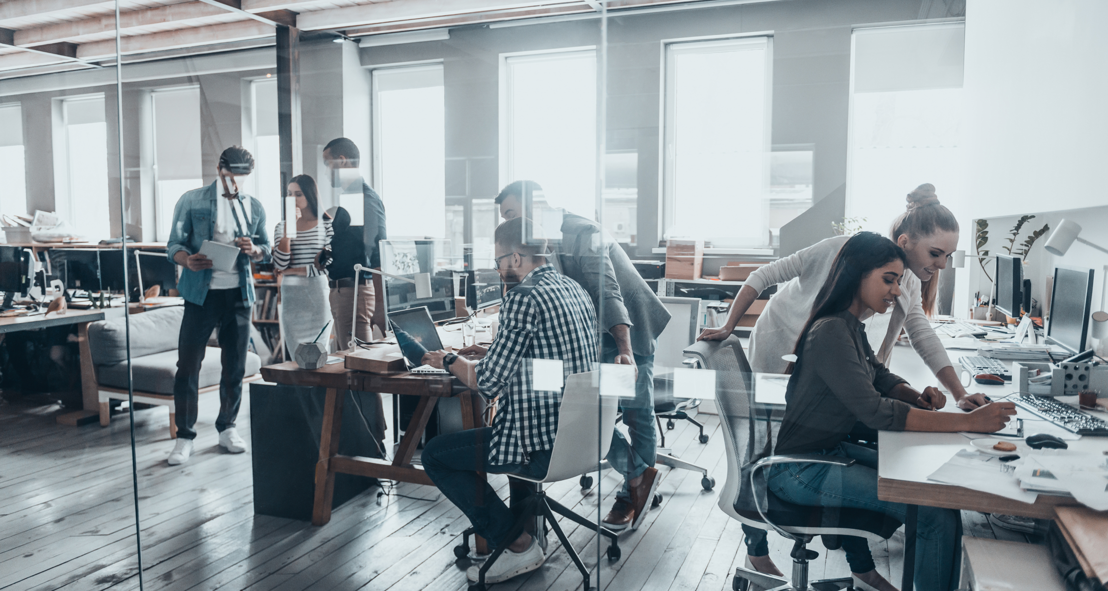 Employers working together in an open office