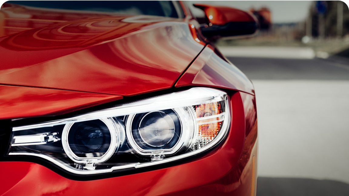 Red car front close up