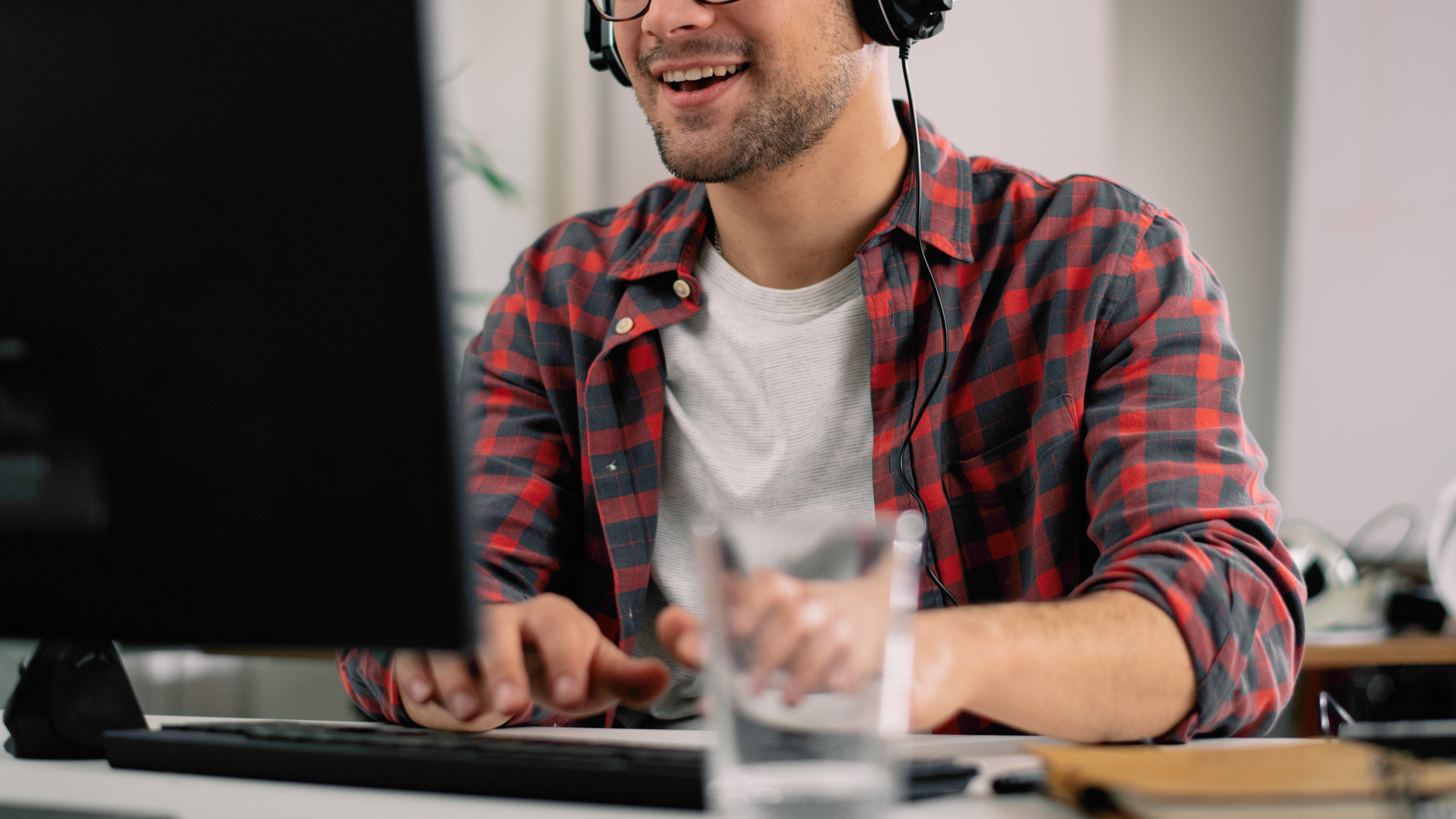 Man watching webinar