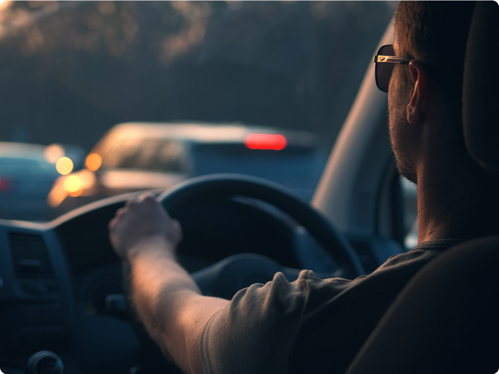 Closeup of a man driving