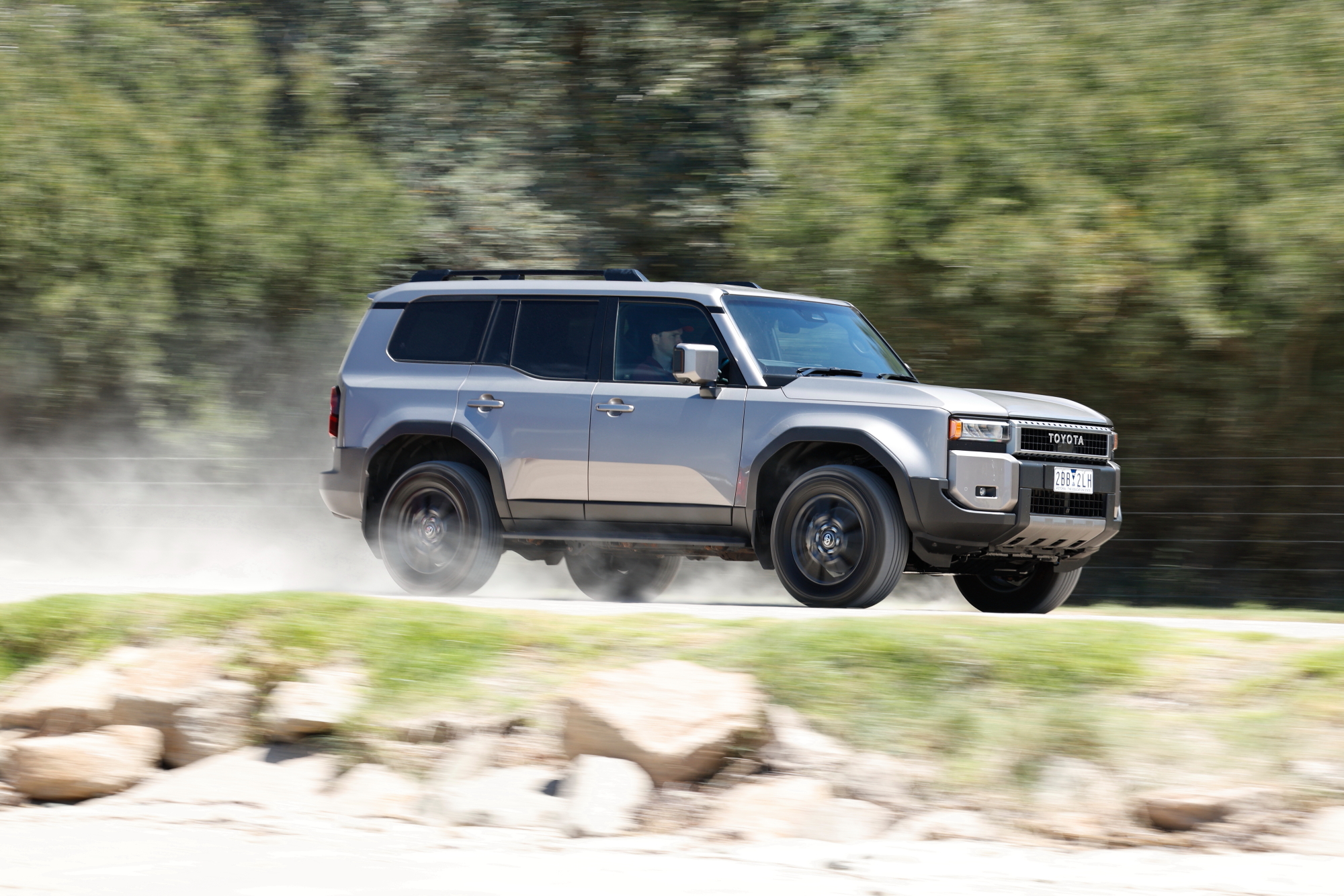 Toyota Prado Landcruiser in motion side view