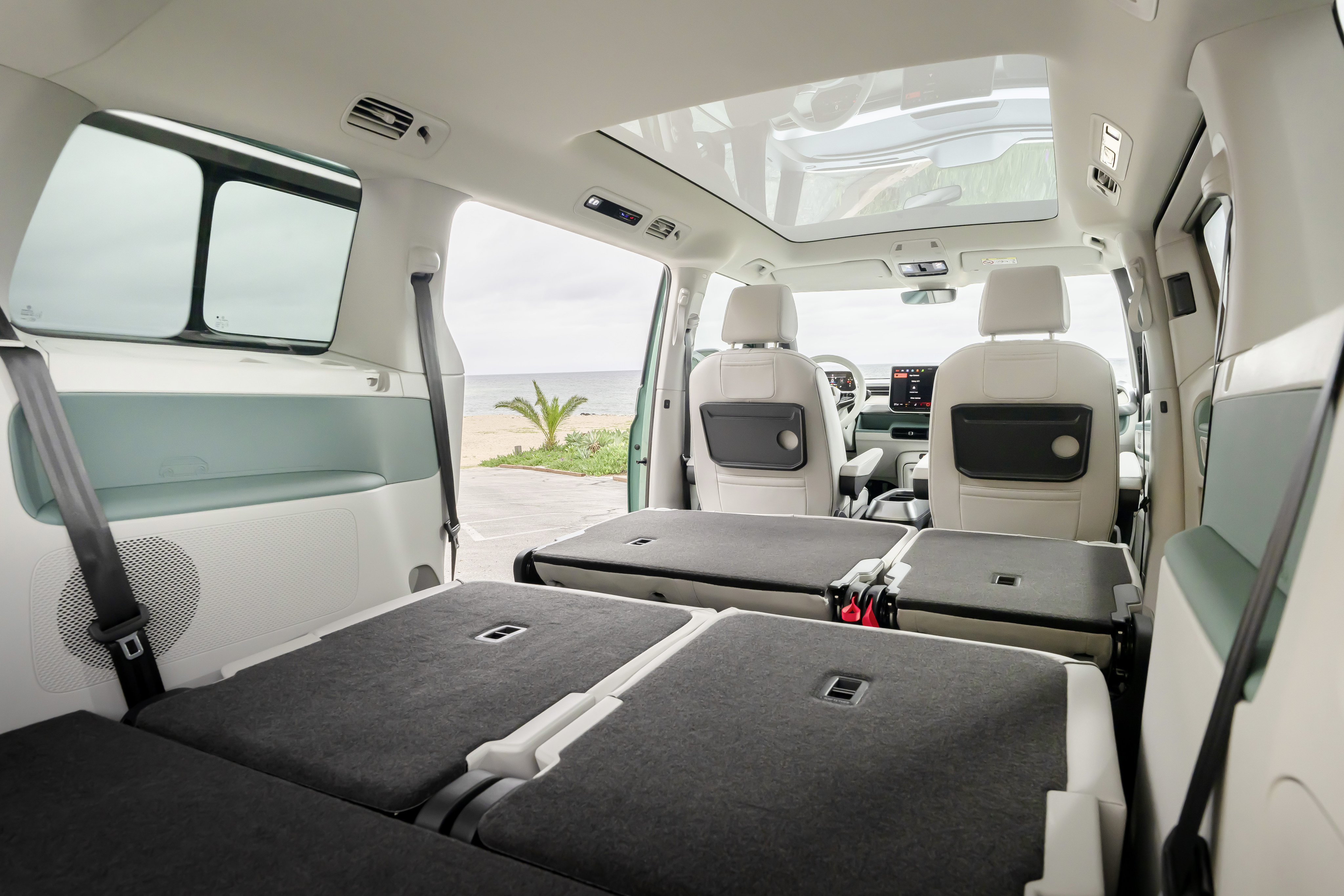 VW ID.Buzz interior, seats down