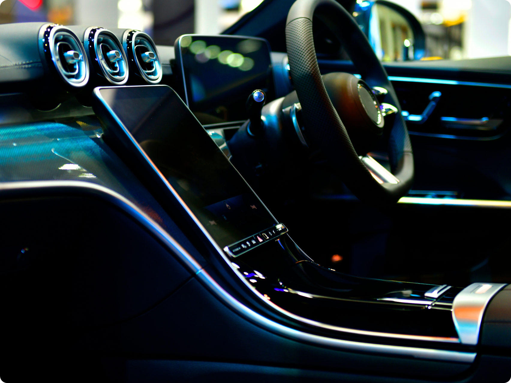Interior view of a cars dashboard