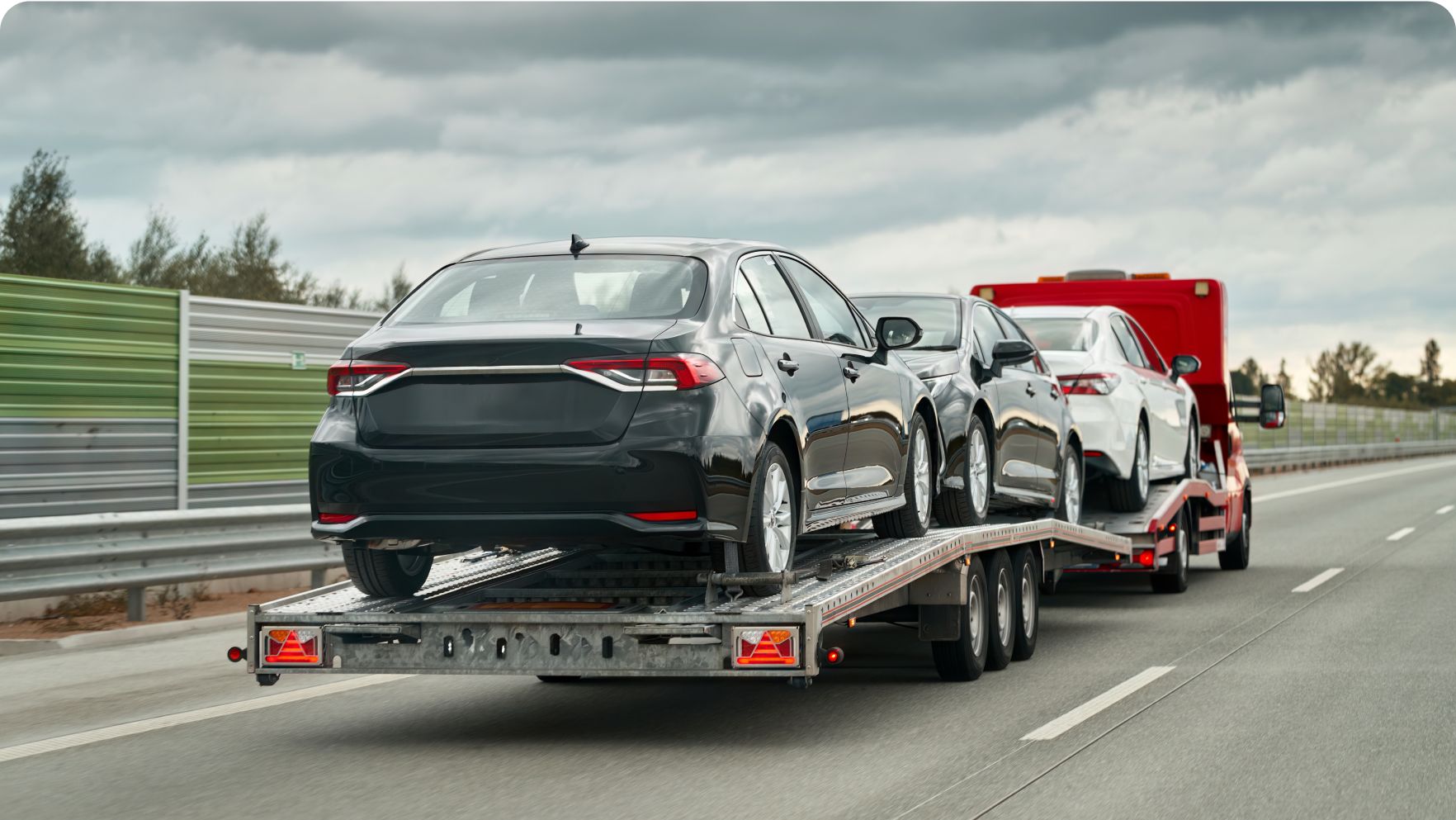 Cras being transported on a trailer  