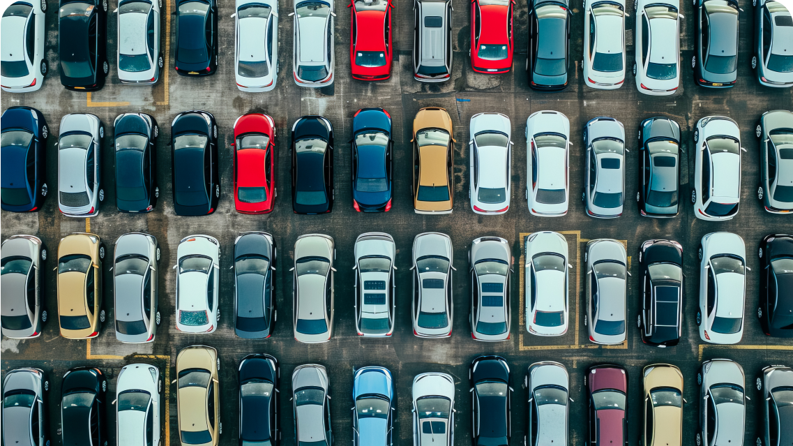 Aerial view of a full carpark